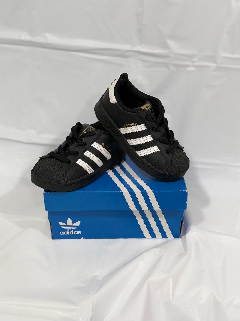 adidas Kids Black & White Superstar Sneakers